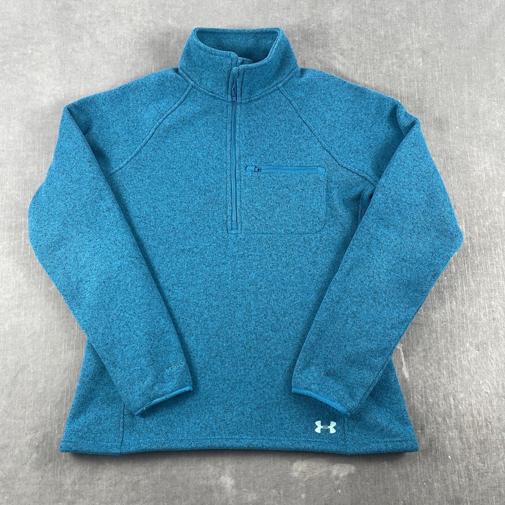 Under Armour Women Medium Teal Pullover Storm Sweater Fleece 1/4 Zip Jacket